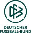 Logo des Deutschen Fußball-Bundes mit grünem Emblem und Schriftzug auf weißem Hintergrund.